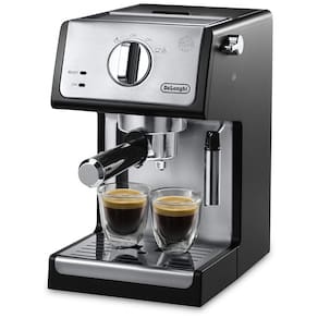 Máquina de Café Expresso em Aço Inoxidável com Bocal de Leite, 110V, De Longhi ECP3420, Prata