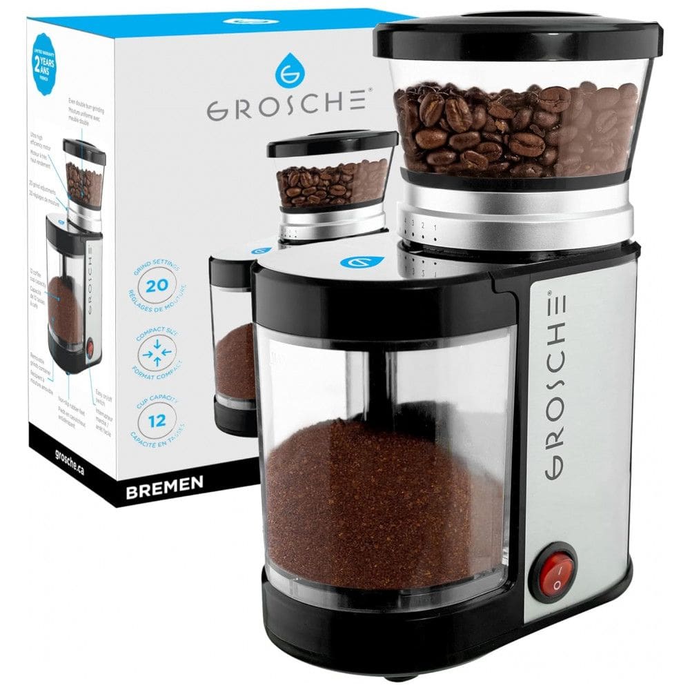 Moedor de Café Elétrico Ajustável com 20 Configurações de Moagem, 110V , GROSCHE GR458, Prata