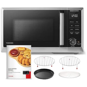 Micro Ondas de Bancada 6 em 1 em Aço Inoxidável 25L com 11 Programas e AirFryer, 110V 1800W, TOSHIBA, Prata