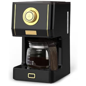 Máquina de Café Expresso Retrô 370mL com 3 Modos de Preparo, 110V, Amaste, Preta e Dourada