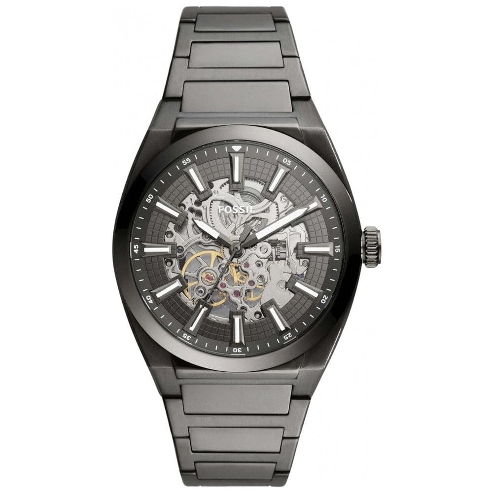 Relógio Masculino Automático Mostrador Mecânico com Pulseira de Aço Inoxidável, Fossil ME3206, Preto