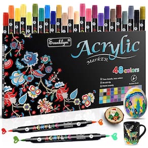 Conjunto de marcadores de tinta acrílica Scarklym de 48 cores, pacote com 24