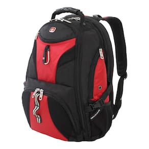 Mochila para laptop SwissGear 1900 Scansmart TSA 17 polegadas preta/vermelha