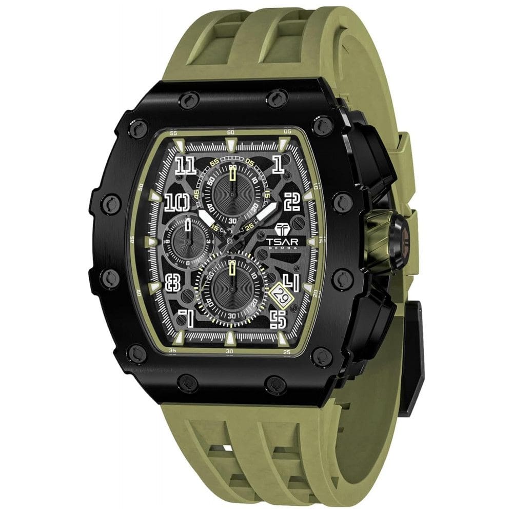 Relógio Masculino Analógico Quartzo a Prova dÁgua 50M com Cronógrafo, TSAR BOMBA TB 8204SGLZHX, Verde