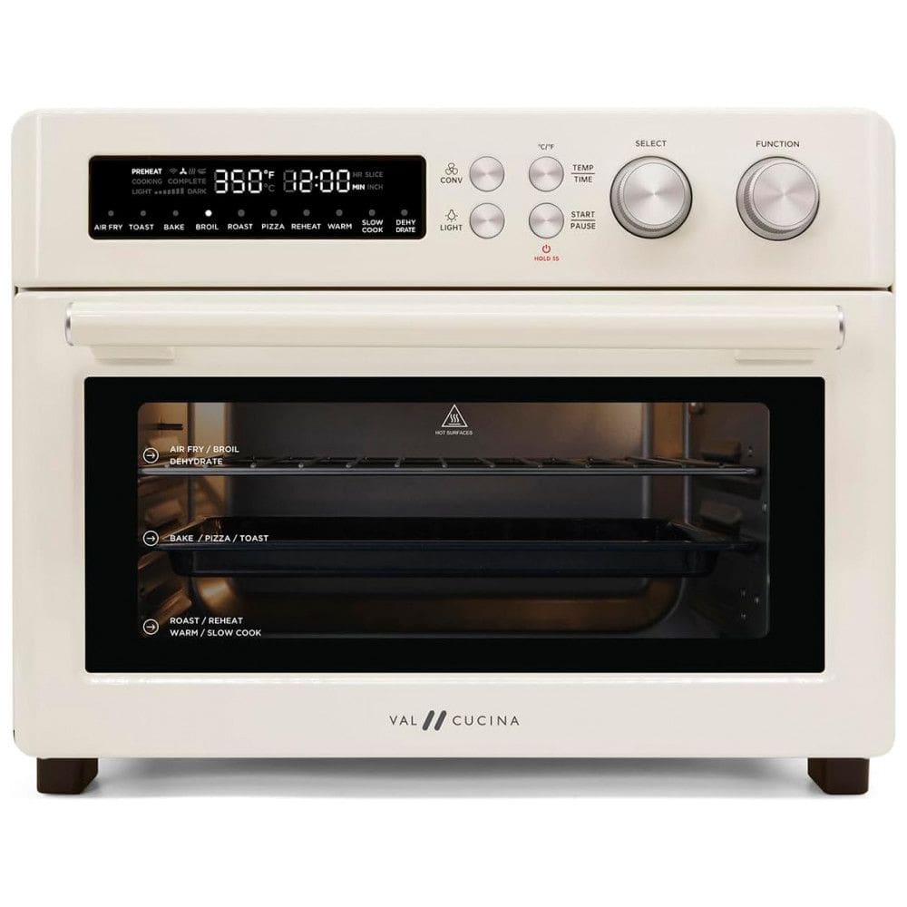 Forno Elétrico Retro 25 Litros 10 em 1 Multifuncional de Fácil Limpeza, 110V 1750W, Val Cucina, Creme