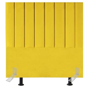 Cabeceira Estofada Cama Casal Box 140 Cm Sara Suede E Frame Amarelo