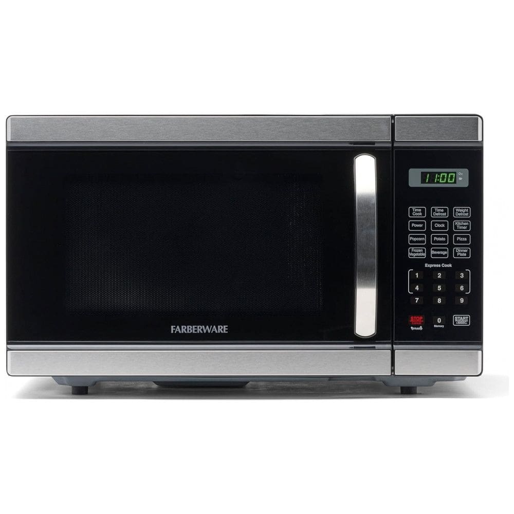 Micro Ondas de Bancada em Aço Inoxidável 31L com 6 Programas e Iluminação LED, 110V 1000W, Farberware, Preto