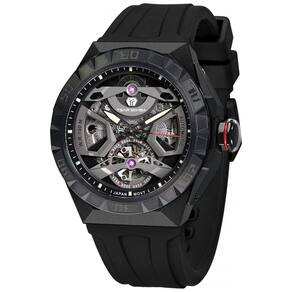 Relógio Masculino Analógico Automático Mecânico a Prova dÁgua 100M com Pulseira de Silicone, TSAR BOMBA 8804, Preto