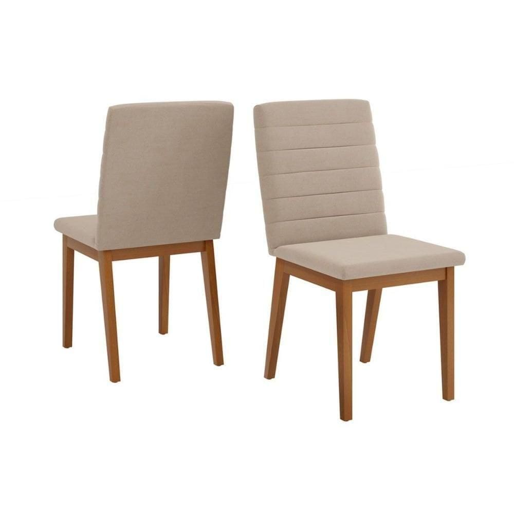 Cadeira Sala De Jantar Sofia Madeira Kit 2un Ipe-veludo Creme Dj Móveis