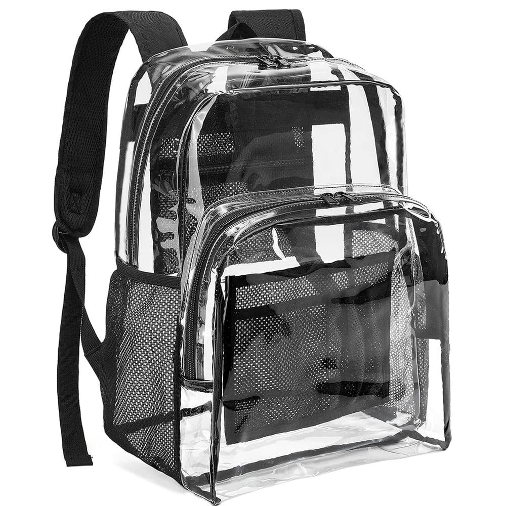 Mochila YGR Clear PVC transparente de grande capacidade preta