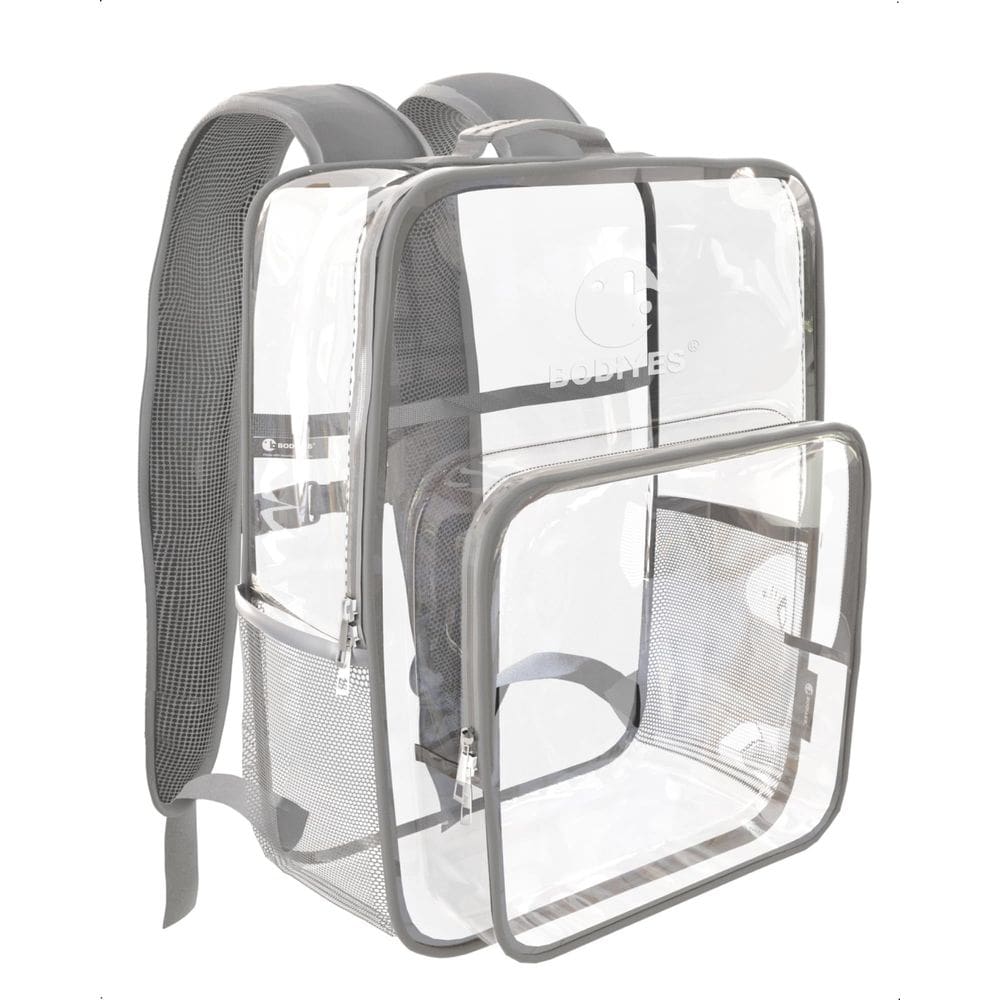 Mochila transparente BodiYes 14 Grey 15L com bolsa para laptop para estádio