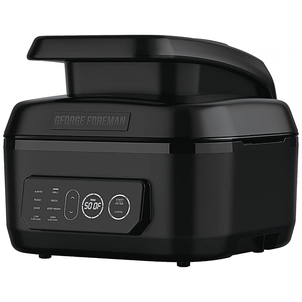 Churrasqueira Elétrica Grill Interno 7 em 1 com Tecnologia Air Fryer, 110V George Foreman MCAFD800D, Preta