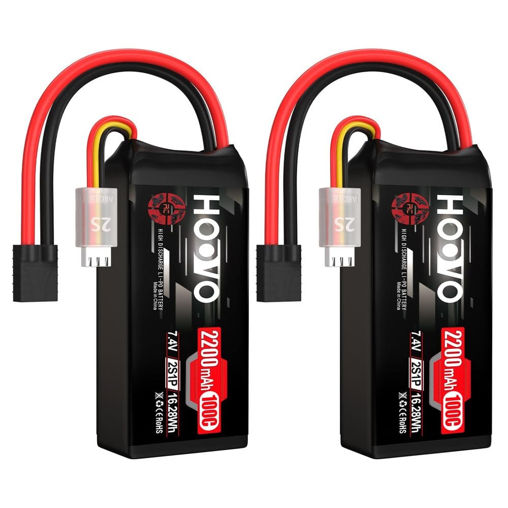 Bateria Lipo HOOVO 2S 7,4 V 2200mAh 100C com conector TR - pacote com 2