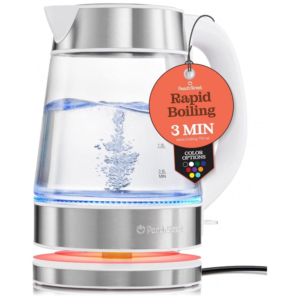 Chaleira Elétrica 1.7 Litros com Jarra de Vidro e Desligamento Automático, 110V 1500W, Branca