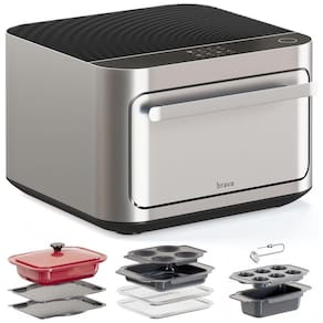 Forno Elétrico 10 em 1 com Tela Sensível ao Toque, Torradeira de 6 Fatias e Desligamento Automático, 110V 1800W, Brava, Prata e Preto