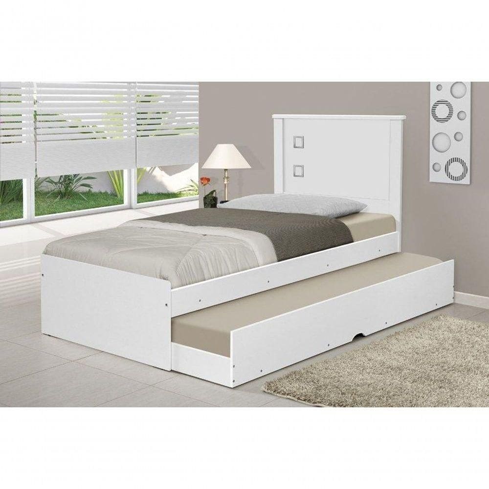 Cama Bibox Solteiro Barcelona Branco / Preto - Tebarrot