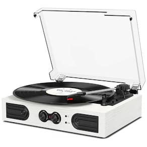 Toca Discos de Vinil com Alto Falantes Estéreo Integrados e Ajuste de Graves, TANLANIN, Branco