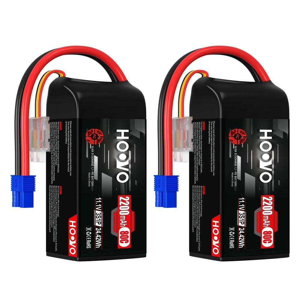 Bateria Lipo HOOVO 3S 11,1 V 2200mAh 80C com conector EC3, pacote com 2