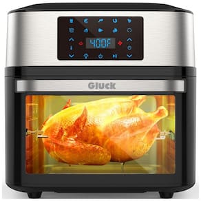 Forno Fritadeira Elétrica Air Fryer 19 Litros 10 em 1 com Janela de Cozimento Visível, 110V 1800W, GLUCK, Preta