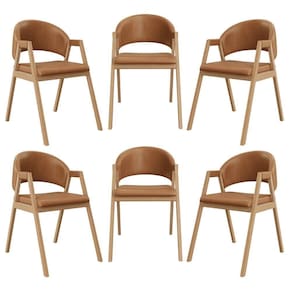 Kit 6 Cadeiras Para Mesa De Jantar Moderna Courino Balaqui Marrom Claro