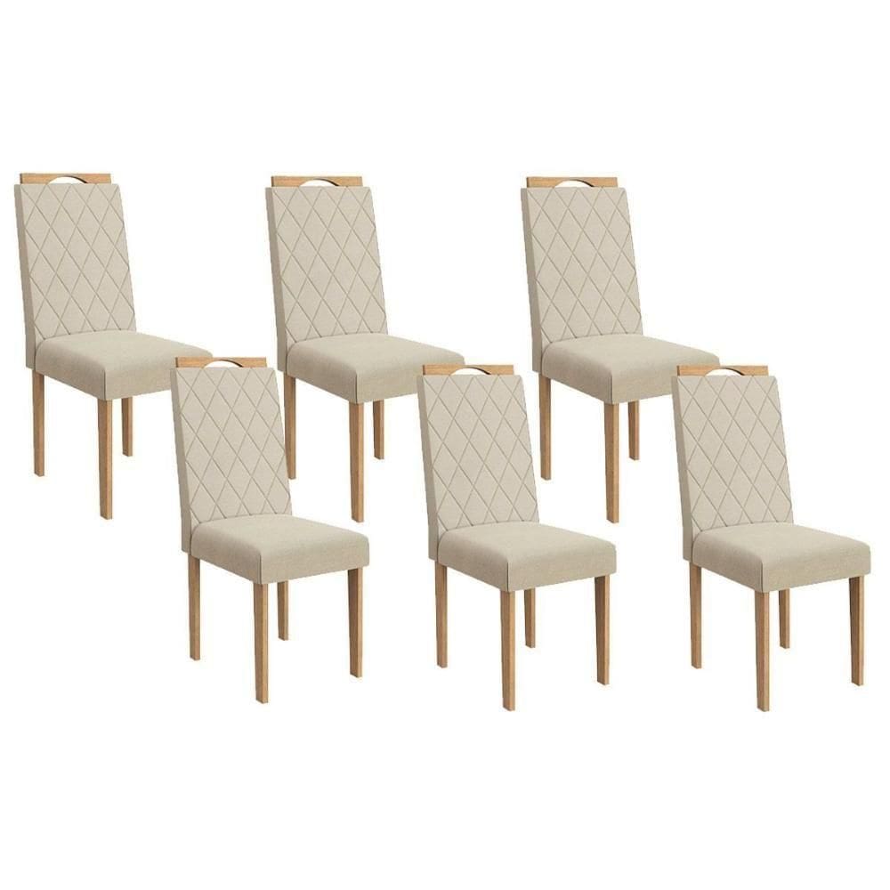Cadeira Sala De Jantar 2cad153ea Kit 6 Un Eucalipto-linho Areia A052