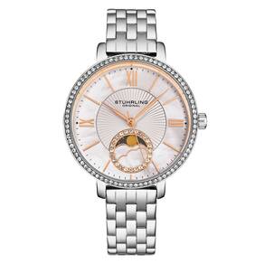 Relgio Stuhrling Horizon 4038, 36mm, estilo clssico, moldura e pulseira prateadas