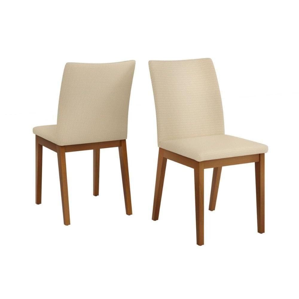Cadeira Sala De Jantar Vitoria Madeira Kit 2un Ipe-veludo Creme Dj Móveis