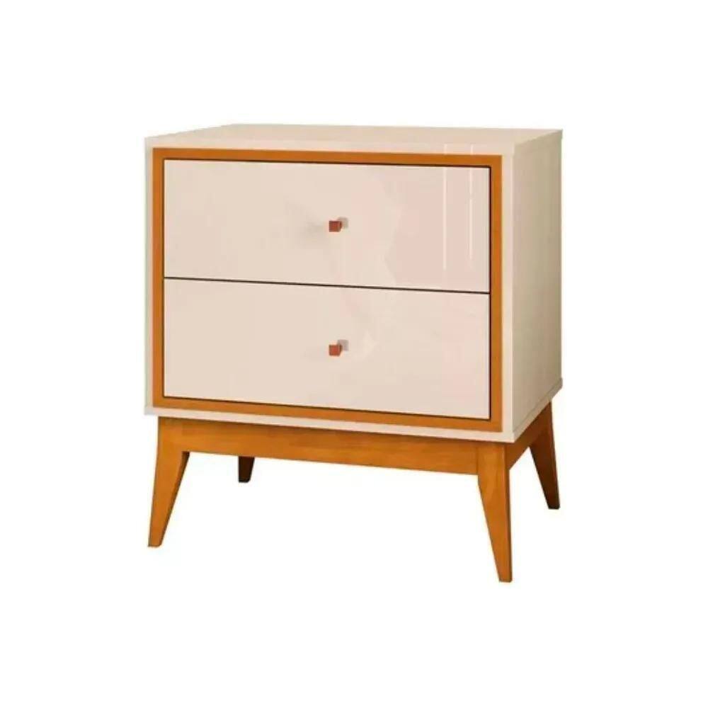 Mesa De Cabeceira Lucca 58cm Off White/cedro Naturale