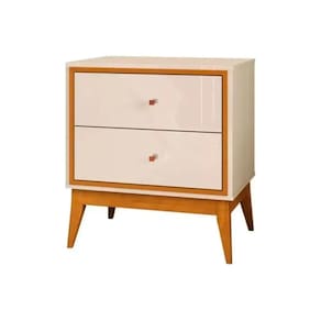 Mesa De Cabeceira Lucca 58cm Off White/cedro Naturale