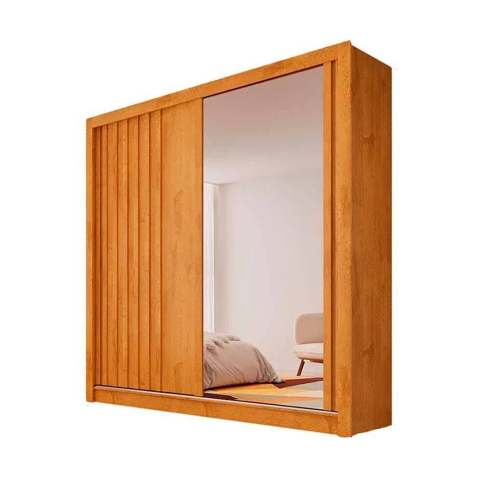Guarda-roupa Lugano 1,80m 1 Porta Ripada E 1 Porta De Espelho 100% Mdf