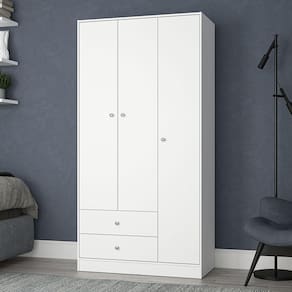 Guarda-roupa Gandu 3 Portas 2 Gavetas Branco - Politorno