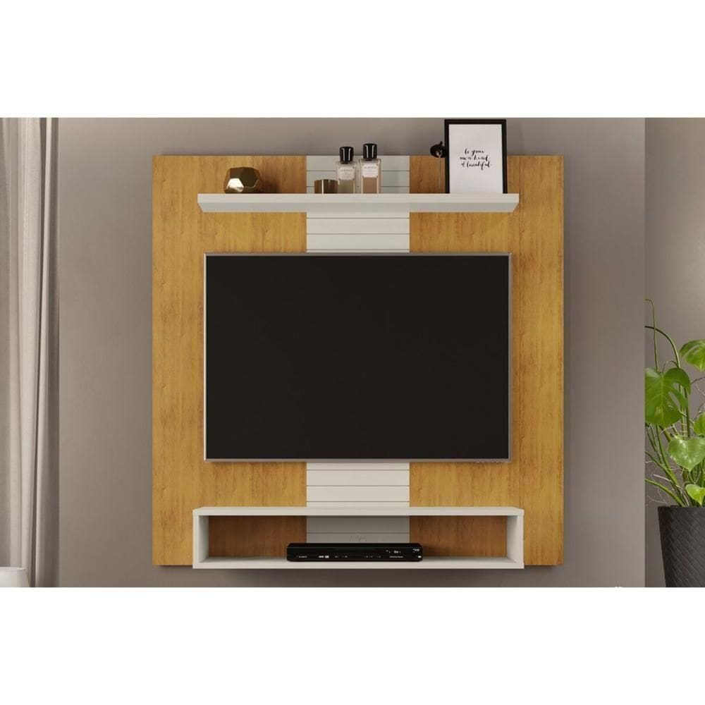 Painel Home P-tv Até 47 Polegadas Smart C- Prateleira E Nichos 120x120cm Cedro-bali Dj Móveis
