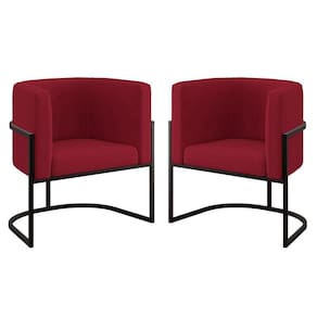Kit 02 Cadeiras Poltrona Sala Quarto Base De Metal Black Marsala