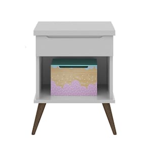 Mesa De Cabeceira Infantil Com 1 Gaveta Melinda Cinza
