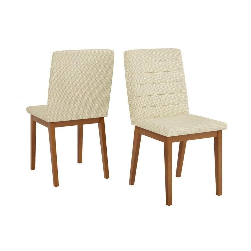 Cadeira Sala De Jantar Sofia Madeira Kit 2un Ipe-linho Neve Dj Móveis