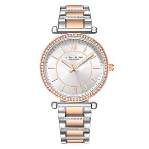 Relgio Stuhrling C905 36mm, design clssico em prata com detalhes em rosa
