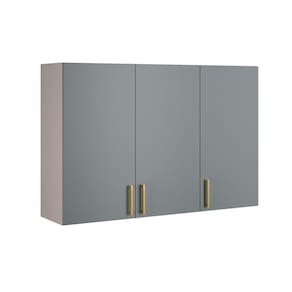 Armário Aéreo De Cozinha Fendi E Gris 3 Portas Essence