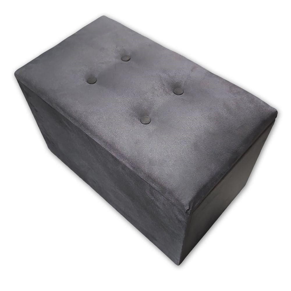 Puff Baú Banqueta Retangular Organizar E Decorar Suede 60cm Cinza