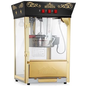 Pipoqueira Elétrica de Bancada Estilo Cinema com Chaleira de 295g e Capacidade 4L, 850w, Olde Midway Vintage, Preta