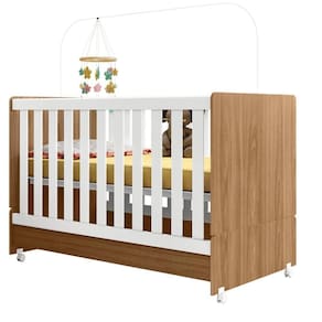 Berço Mini Cama 2 Em 1  Nature Branco Plla