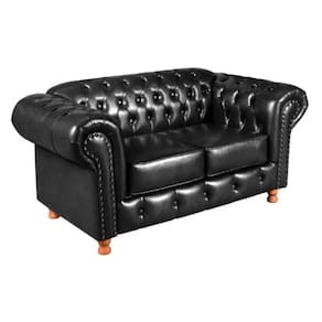 Sofá Luís Xv 2 Lugares Namoradeira Chesterfield Vintage Preto