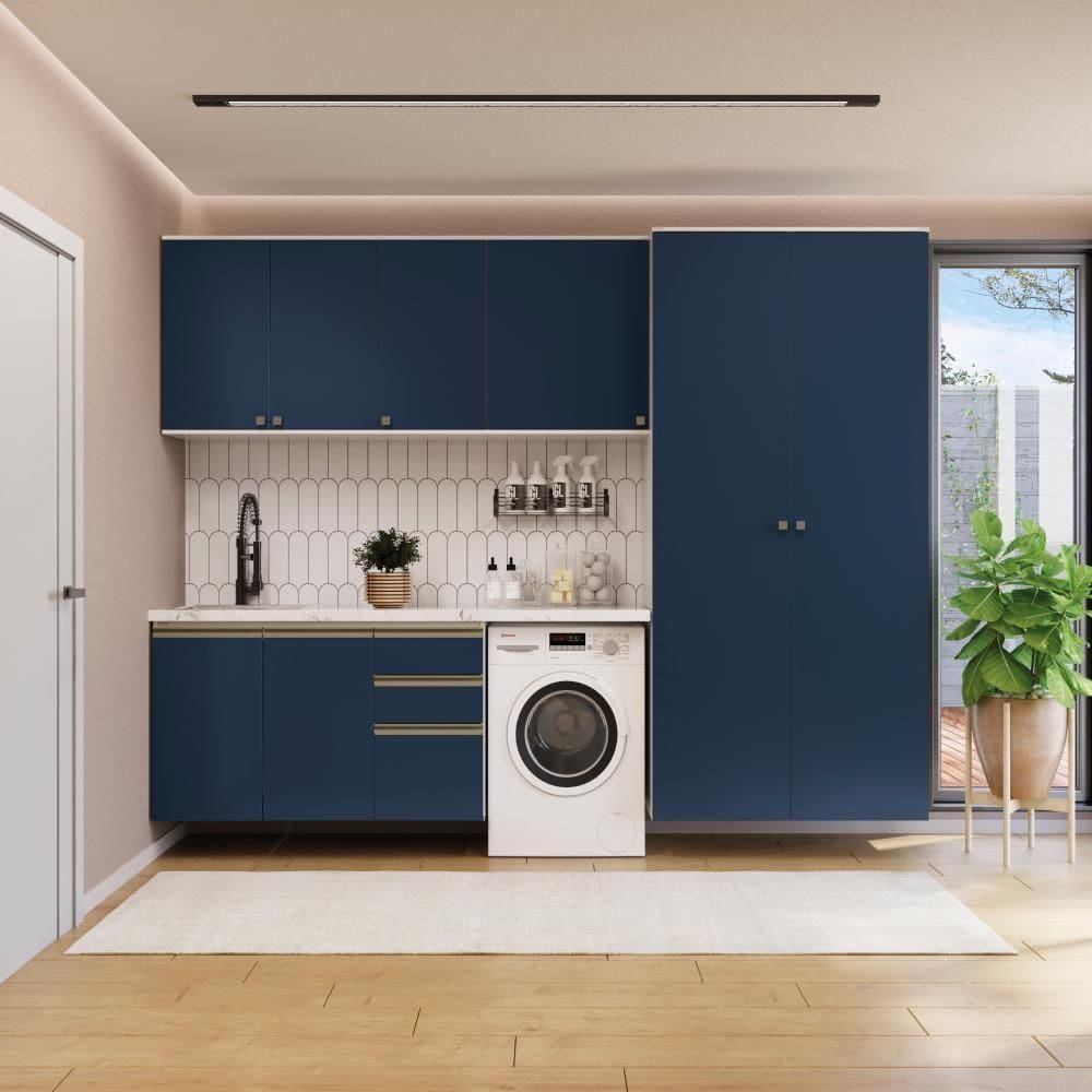 Lavanderia Modulada Kappesberg Celeste 5 Peças Branco/azul 280cm