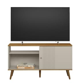 Rack 120cm Rubi Para Tv Até 50 Polegadas Linea Brasil Nature Com Off White