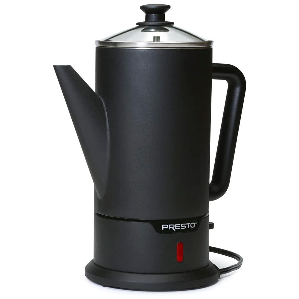 Cafeteira em Aço Inoxidável com Capacidade para 12 Xícaras, Design Moderno e Alça que Permanece Fria, Presto 02815, Preto Fosco