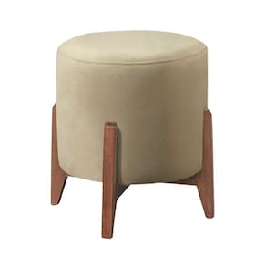 Puff Estofado Decorativo Para Sala Redondo Paris Corino bege
