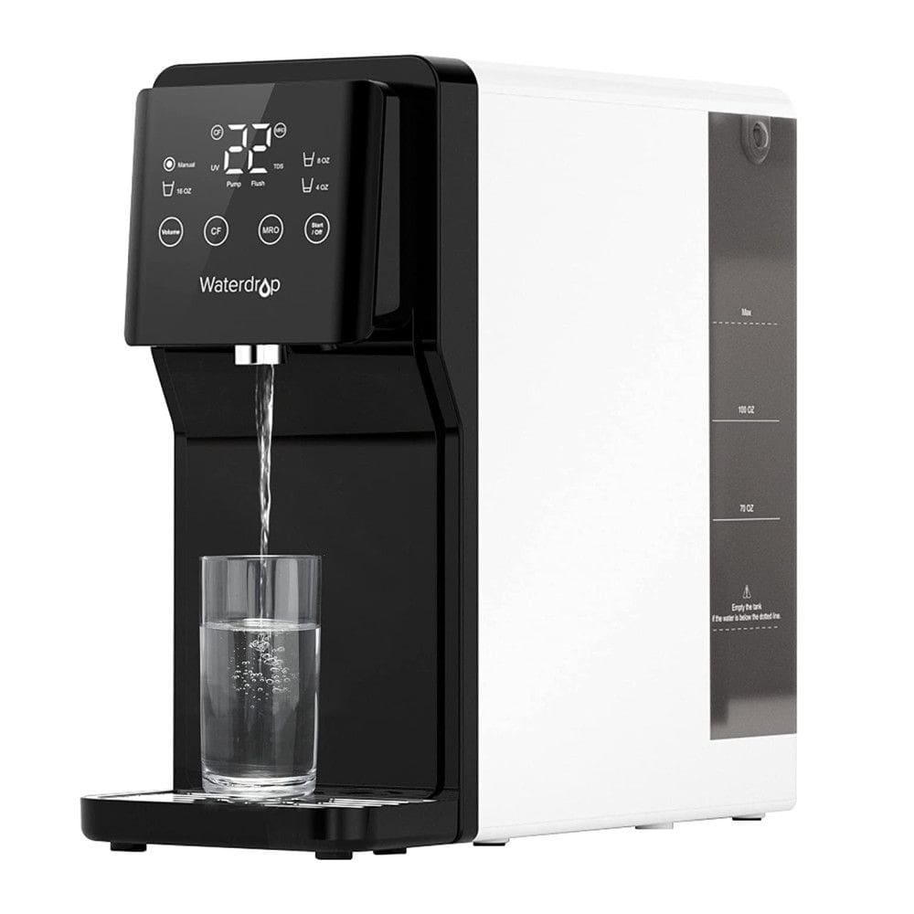 Filtro de Água de Bancada sem Instalação 5L com Sistema de Osmose Reversa de 4 Estágios e Painel Digital, 110V Waterdrop, Branco