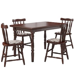 Conjunto Mesa De Jantar 125cm Com 4 Cadeiras Estofadas Multimóveis Cr50084 Castanho Castanho