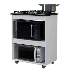 Balcão Para Cooktop 4 Bocas Turim Kaiki Móveis Branco