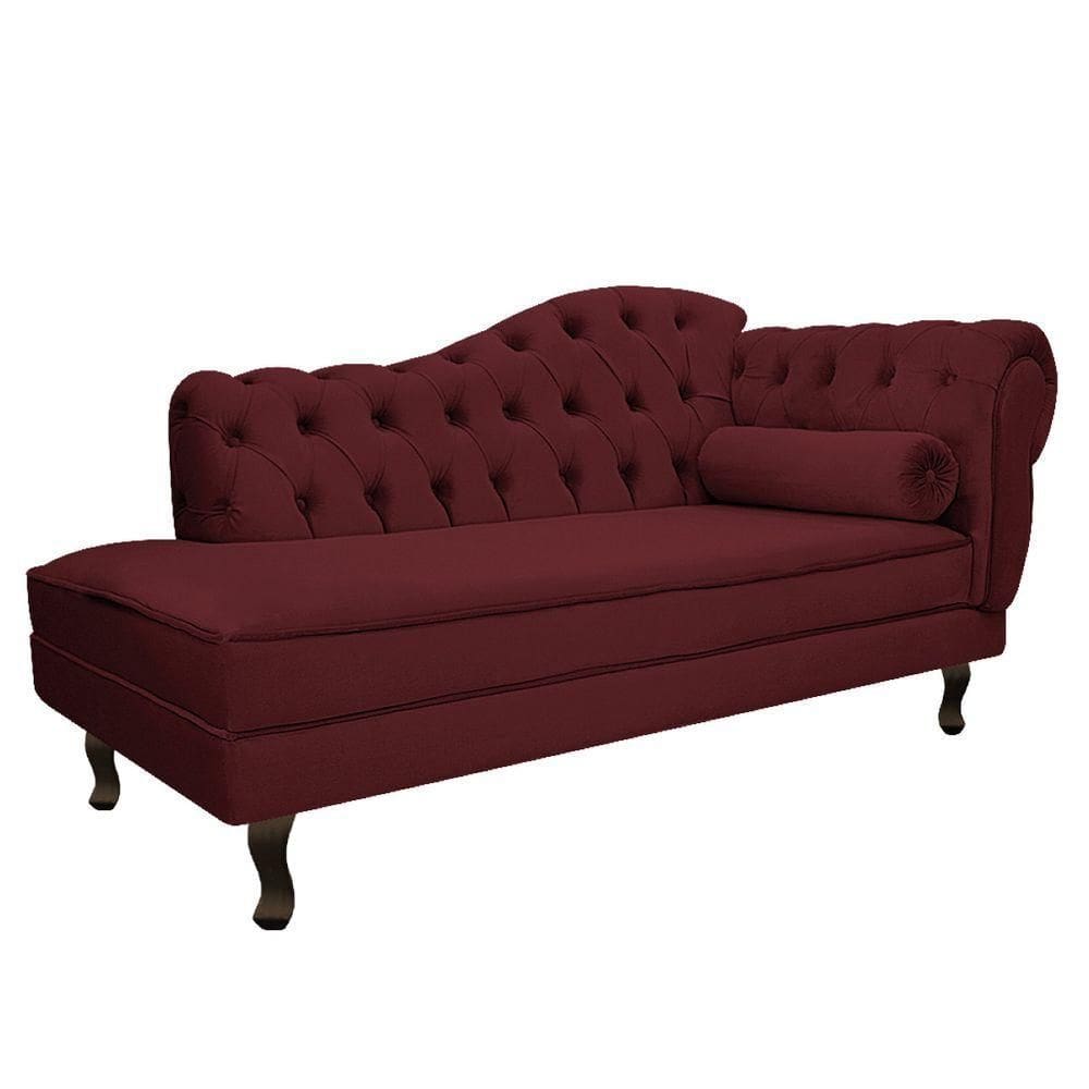 Divã Recamier Diana Lado Esquerdo 120cm Suede Suede Bordô