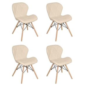 Kit 4 Cadeiras Estofadas Charles Eames Eiffel Slim Nude
